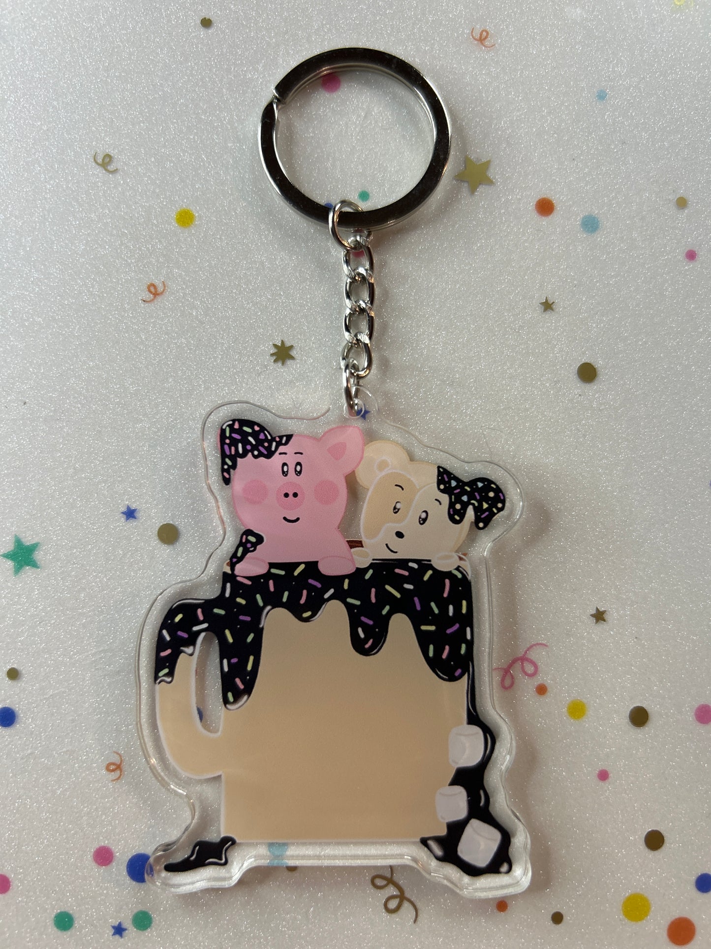 Eddie and B cup keychain