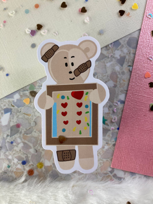 Bandaid Teddy Bear Sticker - BROWN